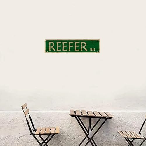 Vintage Reefer Road Metal Tin Sign - 4''x16'' - Home, Restaurant, Bar, Cafe, Garage Decor