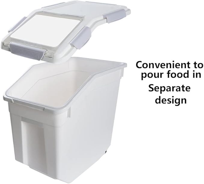 Saim Rice Container 25 lbs, Large Airtight Flour Storage Container with Wheels Measuring Cup, 2 Pack a Set BPA free Food Bin Grain Organizer Box for Dry Baking Supplies Kitchen Pantry Cereal (Gray)