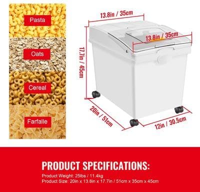 Happybuy 3-Pack 10.5 Gallon/40L Rice & Pet Food Storage Containers, Airtight Bin with Wheels, Scoops for Kitchen Ingredients, Cereal & Flour Dispenser