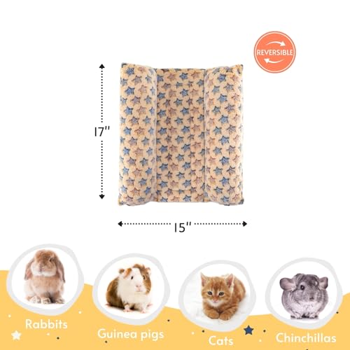 Rabbit Bed with Pillows, Dual-Sided 17"x15" Washable Lounger Pad - 17x15x4 inches, Yellow Star, Polyester - Image 6