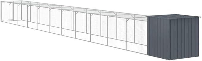 Chicken Cage Galvanized Steel Outdoor 40 Ft Large Walk-in Coop Anthracite 43.3 H Weatherproof Lockable Door Spacious for Backyard Small Farms
