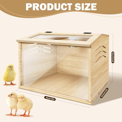 Chicken Brooder Box for Chicks & Quail with 3 Absorbent Pads - Beige, Wood, Feeder and Waterer - Image 6
