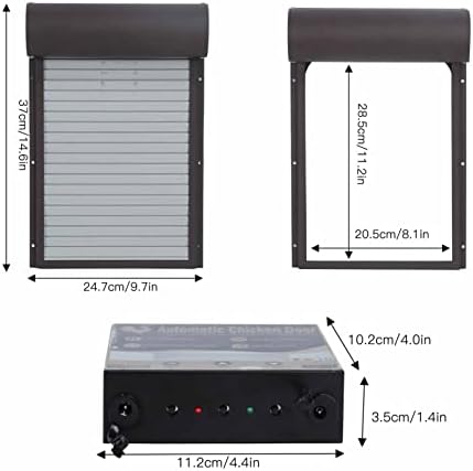 Chicken Coop Door Automatic Solar Powered Coop Door, Solid Metal Rolling Curtain Chicken House Door with Timer for Chicken Duck Poultry, Electric Chicken Door Solar Coop Door