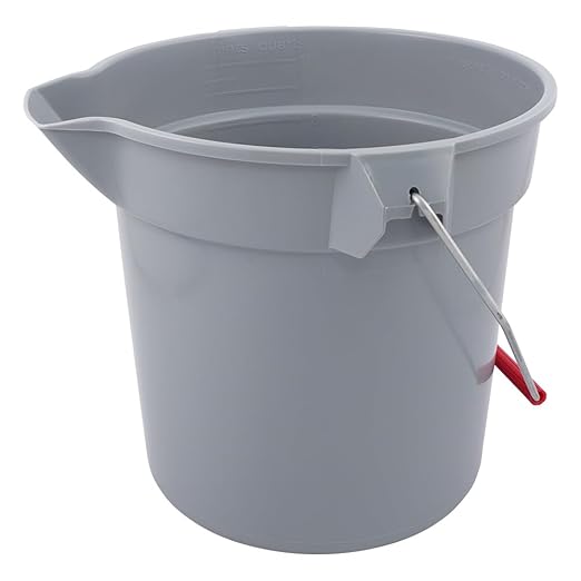 Rubbermaid Commercial Products Brute Heavy-Duty Round Bucket, 10-Quart/2.5 Gallon, Gray, Corrosive-Resistant Pail with Handle for Professional/Janitorial Cleaning and Material Transport, Pack of 12