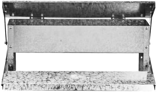 Treadle Chicken Feeder - Rodent Proof No Waste | Weatherproof Galvanized Steel Large Capacity Poultry Feeder for Chickens Ducks (Holds Grit/Oyster Shell, Silver)