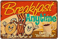 Breakfast Coffee Diner Tin Sign Kitchen Metal Wall Decor Outdoor Indoor Wall Panel Retro Vintage Mural Size Poster 8X12 Inches