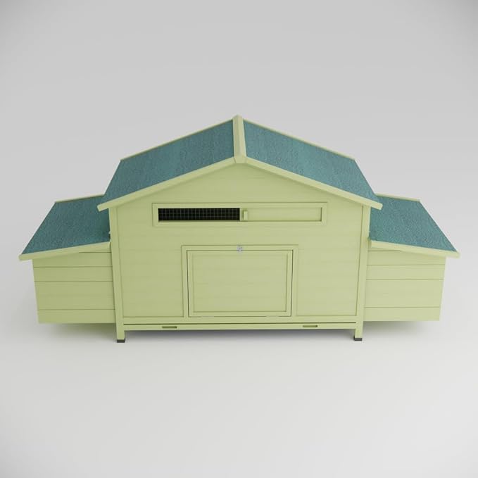 Large Wooden Chicken Coop Outdoor Hen House with 2 Free-Range Doors, 2 Nesting Boxes, and Chicken Perch for Backyard Poultry, 11.12 ft²