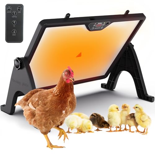 180W Smart Brooder Heat Plate with Remote, Dual-Sided Brooder Plate - Charcoal Black, ABS + aluminum-plastic panel, 4 Timer Modes by Gyrivav