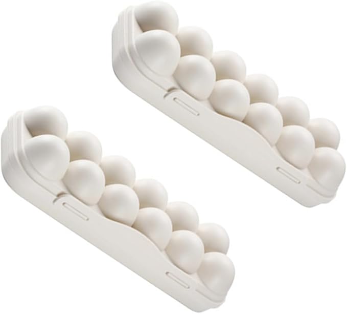 STOBOK Stackable 12 Grids Egg Storage Container for Refrigerator Shatterproof Egg Holder Removable Tray