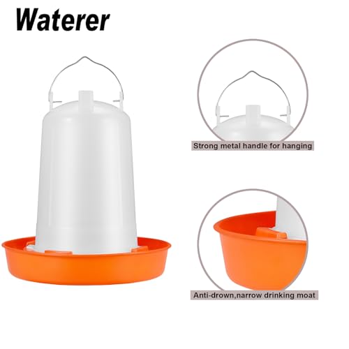 YANZI Chick Feeder and Waterer Kit, Baby Chick Starter Kit with Chick Perch for Small - WHITE&ORANGE, 5 Pack - Image 4