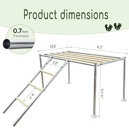 XCL Chicken Roosting Bars, Chicken Perch for Coop (Platform 42" L x 24" W) - Wood color, Galvanized pipe material & timber - Image 2
