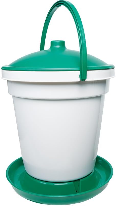 Premier 1 Quick Clean Bucket Waterer for Chickens & Poultry - 5 Gallon (White, Green, No Legs)