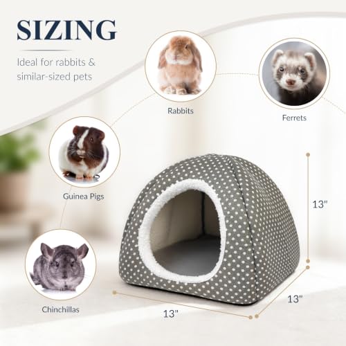 Rabbit Hideout Large Bunny Bed Washable Rabbit House - Grey, Foam - Image 6