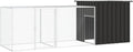 Large Galvanized Steel Chicken Coop, Outdoor Metal Poultry Run for Small Animals, Expandable Walk-in Hen House with Lockable Door, Anthracite