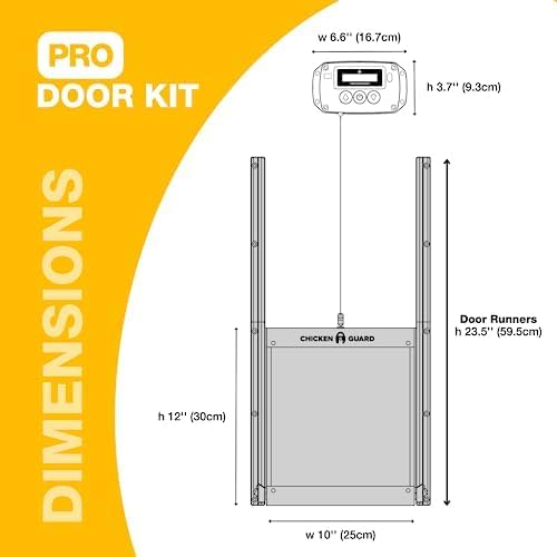 ChickenGuard Automatic Chicken Coop Door Opener, Power by Solar/Batteries/Electric. Strong Motor Lifts 2kg; Timer/Light Sensing; Motor Units only or Combination Kits (PRO + Door + Batteries)