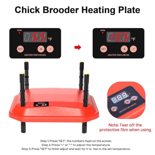 Chick Brooder Heating Plate, Brooder Heater for Chicks - Red, Polyester - Image 5