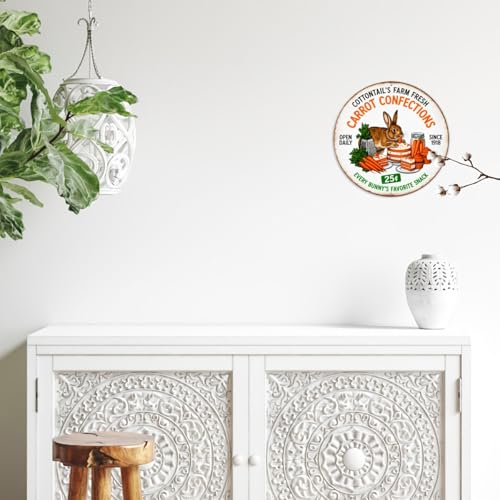 Cottontail's Farm Fresh Carrot Confections Retro Round Aluminum Sign Every Bunny's Sign - 8x8 Inch - Image 7