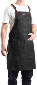 Midkit One Size Fits Utility Apron Adjustable Cross-Back Straps Multi-Use Portable Waxed Canvas Aprons With 5 Tool Pockets