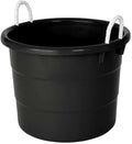 Storage Tub w/Rope Handles, 19 Gal, Black
