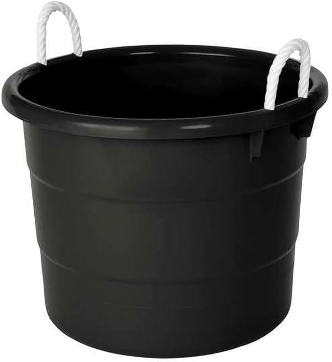 Storage Tub w/Rope Handles, 19 Gal, Black