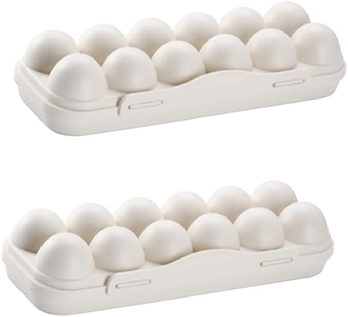 COHEALI Stackable Egg Storage Container 12 Grids Egg Holder for Refrigerator Sturdy Shatterproof Tray Box Practical Kitchen Organizer