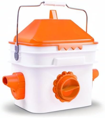 GUEOQTC-10 Pounds Chicken Feeder with 4 Ports, Rainproof Poultry Feeder for Up to 10 Adult Chickens or 15 Chicks（Patented Products）