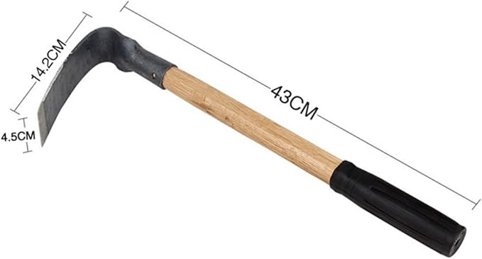 Yardwe Garden Hoeing Tool Set Metal Hoe Wooden Handle Garden Puller for Gardening Hand Tools Small Steel Hoeing for Outdoor Farm