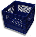 Intertrans 13x13x11 Blue Plastic Dairy Crate (4 Gallon/16 Quart, Stackable, Reinforced Handles, Heavy Duty)