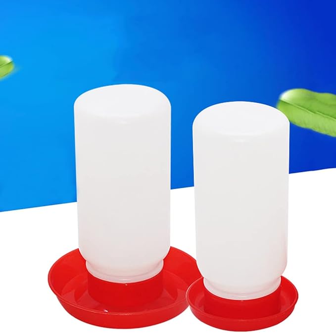 Chick Feeder and Waterer Set, 1L Baby Chicken Waterer Feeder, Baby Chicken Starter Kit, Hanging Poultry Drinker Quail Feeder, Small Coop Water Dispenser for Chickens, Turkeys, Ducks (Large Feeder)