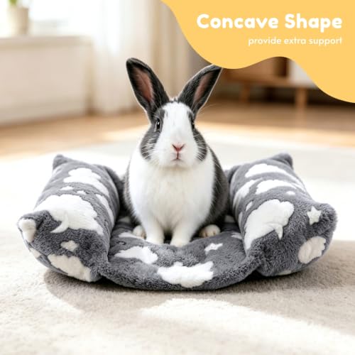 Rabbit Bed with Pillows, Dual-Sided 17"x15" Washable Lounger Pad - 17 x 15 inches, Grey Cloud - Image 3