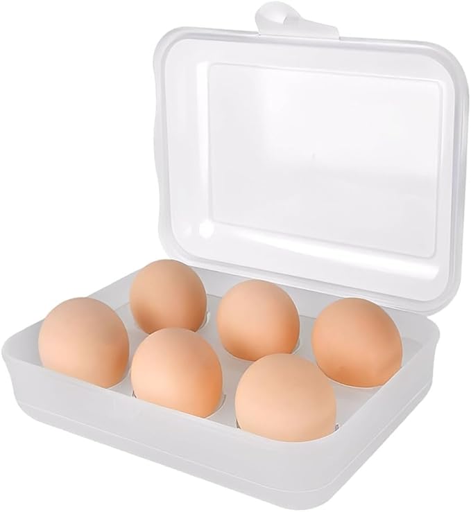 1PCS Camping Egg Holder with 6 Count Plastic Egg Container for Camping, Picnic, Travel, Outdoor Cooking, Refrigerator Storage and Kitchen