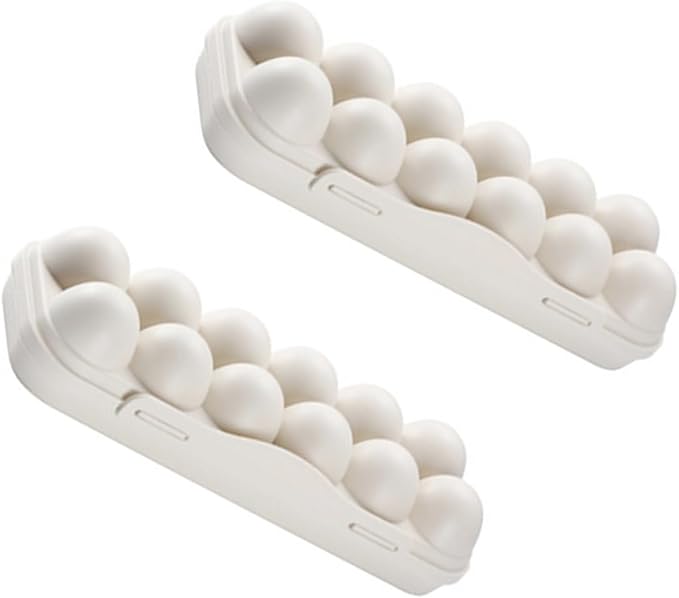 NUOBESTY Stackable 12 Grids Egg Storage Container Lid Refrigerator Egg Holder for Kitchen Organization