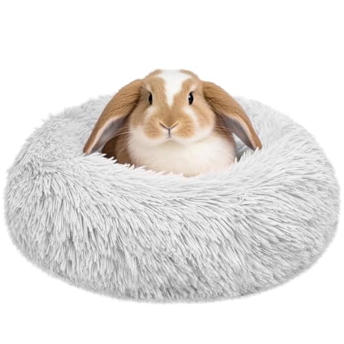 Bunny Bed Large Rabbit Hideout Soft & Comfortable - 15.7"L x15.7" W x4" H, Grey, Polyester by Tierecare