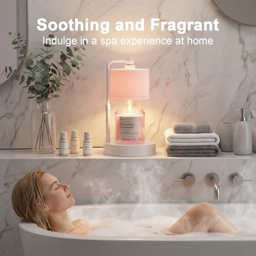 Pink Candle Warmer Lamp with Timer, Modern Farmhouse Dimmable Candle Warmer - Home Decor for Bedroom-Pink - Image 6