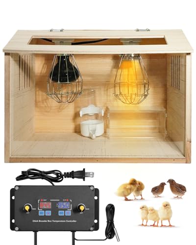 Chick Brooder Box with Heat Lamp, Automatic Temperature Control for Ducks - wooden/brown by JVWKPU