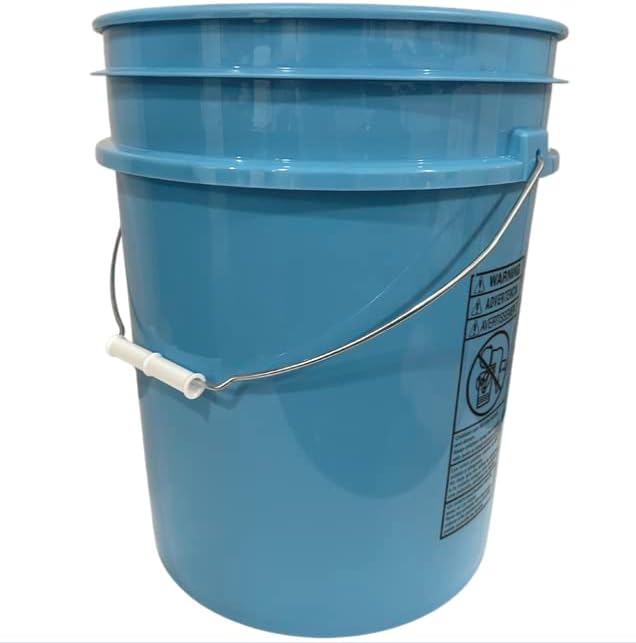 House Naturals 5 Gallon Made in USA Food Grade Plastic Bucket with Blue Screw On Air Tight Double Gasket lid, (Pack of 2)