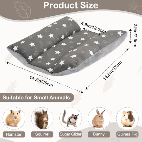 15"x14" Soft Plush Rabbit Bed Washable Cuddle Mat for Small Pets - Medium, Grey Stars, Polyester - Image 6