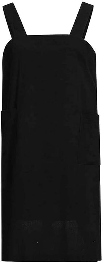 Japanese Pinafore Apron Smock Cotton Apron with Pockets Plus Size Aprons for Women