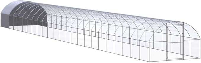 Large Outdoor Chicken Coop with Waterproof Roof, Walk-in Metal Poultry Run for Ducks and Small Animals, 118 x 118 x 79 Inch Durable Steel Backyard Cage