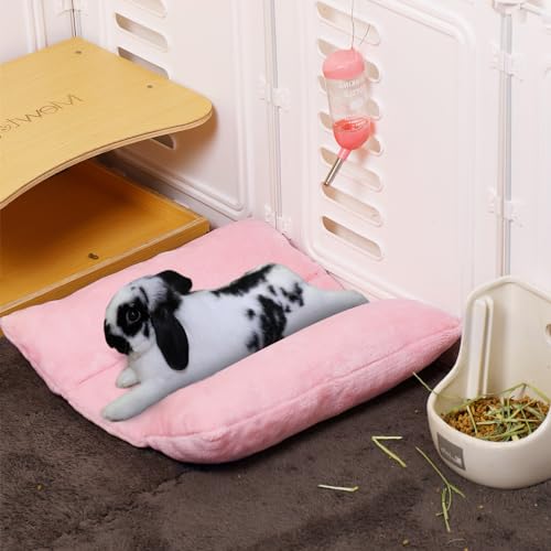 MEWTOGO 14" x 13" Bunny Bed for Rabbit Cage, Thickened & Soft - 13 x 14In, Pink, flannel - Image 7