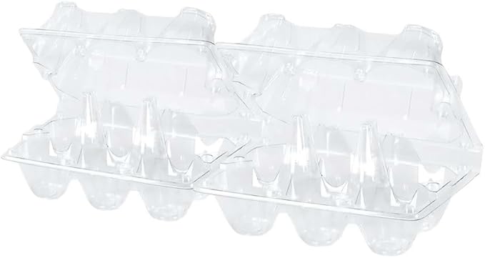 Limera Disposable Plastic Egg Cartons, Clear, 100 Pieces, Tray Egg Container Holder for Refrigerator (12 Egg Tray), Transparent