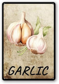 Vegetables Metal Sign Vintage Decor Garlic Sign Farm Wall Decor Sturdy Rust Waterproof Aluminum Signs for Outdoor Yard Garden Easy to Install 8x12inch