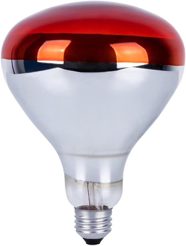 250 Watts Heat Lamp Bulbs, R40 Brooder Heat Lamp Bulbs for Chickens, Infrared Reflector Heat Bulbs for Brooder Heater, Incandescent Heating bulb for Chicks, Pet, Light Therapy, Bathroom, Food (1 Pack)