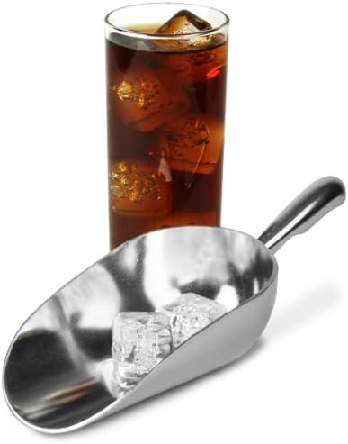 Ice Cube Endurance Scoop, Cast Aluminum Shovel Scoops Kitchen Utility Scoops Set Contoured Handle，Ideal for Ice Cube Coffee Bean Food Candy Flour Popcorn Rust Free (12oz Silver)
