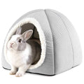 Rabbit Hideout Bed for Large Bunnies, Soft Plush Bunny House - Light Gray, Polyester by Tierecare