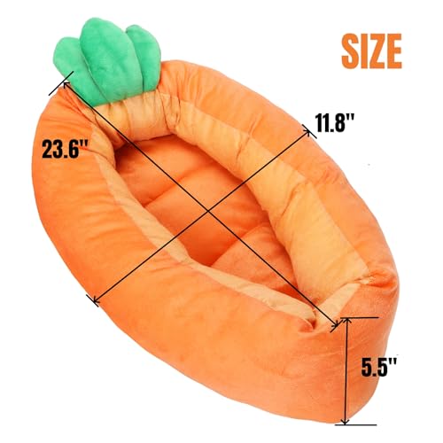 Hiceeden Carrot Bunny Bed, 24" × 12" Rabbit Bed with Removable Cushion - Medium to Large, Orange, Polyester - Image 2