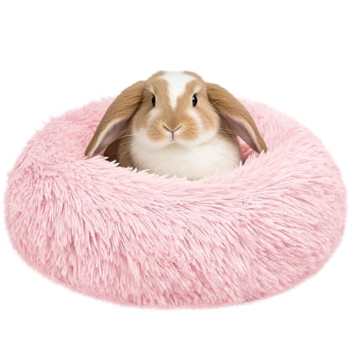 Bunny Bed Large Rabbit Hideout Soft & Comfortable - 15.7"L x15.7"W x4"H, Pink, Polyester by Tierecare