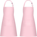 Jubatus 2 Pack 100% Cotton Aprons with 2 Pockets Cooking Chef Kitchen Adjustable Bib Apron for Women Men, Pink