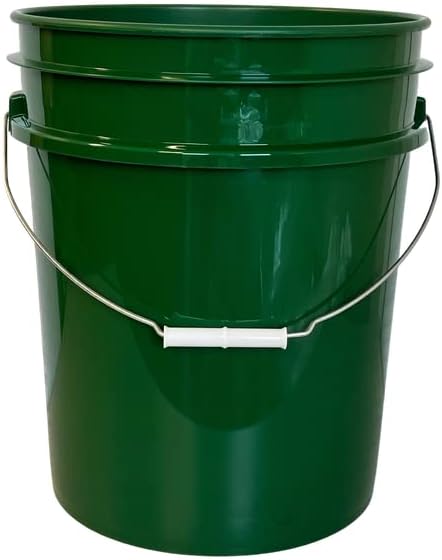 House Naturals 5 Gallon Green Food Grade Bucket with White Screw On Air Tight Lid- BPA Free Made in USA Pail