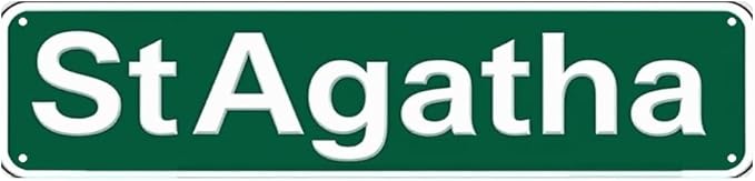 Decorative Tin Signs 16 * 4 Inch - StAgatha Rustic Town Sign - For Farmhouse, Garden, Garage - rustic decor, vintage garden decor, outdoor signs